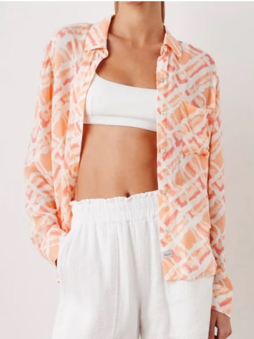 Rails Josephine Peach Watercolor Plaid 
Button Down Shirt! Sz M